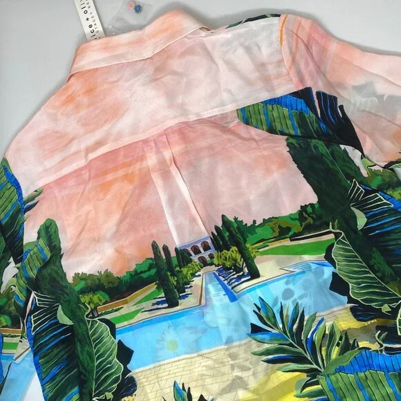 Alice + Olivia Willa Palm Beach Silk Blouse Medium NWT $350 - Picture 13 of 13